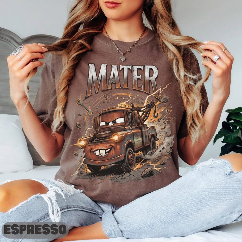 Mater Shirt, Cars Tow Mater Graphic Tee, Disney Pixar Tow Truck Shirt, Funny Cars Character Shirt, Classic Tow Mater Design image 5