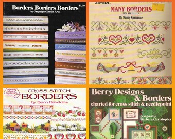 Vintage Border Designs in Cross Stitch Pattern Leaflets. Choose from Collection: Many Borders, Berry Designs/Borders, Borders & CS Borders