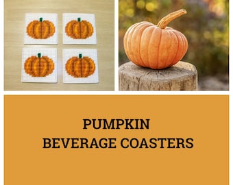 Pumpkin Drink Coasters, Pumpkin Design Beverage Coasters. Pretty Pumpkin Harvest Time Autumn-Fall Decor, Kitchen Decor. Holiday Decor