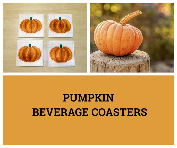 Pumpkin Design Beverage Coasters. Pumpkin Drink Coasters, Pretty Pumpkin Harvest Time Autumn-Fall Decor, Kitchen Decor. Holiday Decor