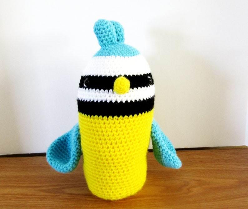 Amigurumi Birds. Plush Toy Birds. Coral Bird. Yellow-Teal-White Bird. Kawaii Crochet Animals. Choose From Two Cute Bird Designs image 2