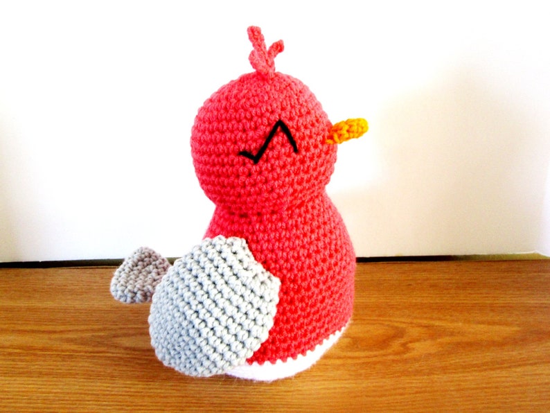 Amigurumi Birds. Plush Toy Birds. Coral Bird. Yellow-Teal-White Bird. Kawaii Crochet Animals. Choose From Two Cute Bird Designs image 8