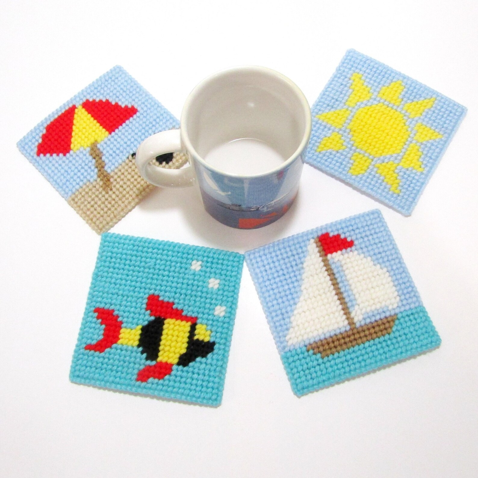 Beach Beverage Coaster Set Nautical Drink Coasters. Seaside Etsy