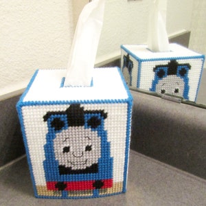 Storybook Train Tissue Box Cover. Child-Favorite Cartoon Train Tissue Topper. Train Engine Tissue Cover. Nursery/Kid's Room Décor image 2