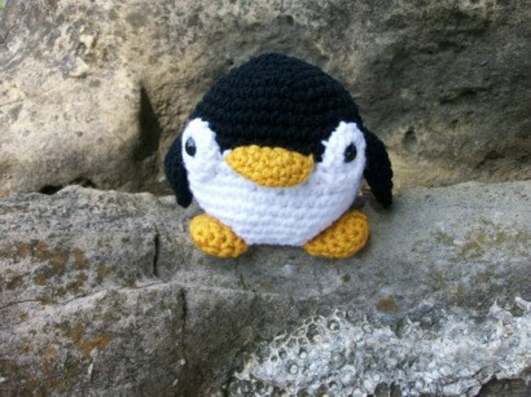 Plush Penguin. Roly Poly Black & White Tuxedo Penguin in Crochet ...