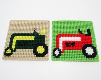 Farm Tractor Coaster Sets. Green Tractor Design or Red Tractor Design Beverage Coasters. Tractor Drink Coasters. Farmland Home Decor