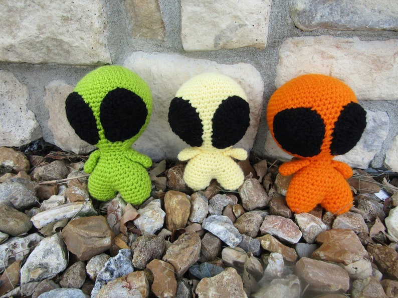 Amigurumi Alien Doll. Plush Toy Alien. Green, Orange or Yellow Alien. Galactic Cutie. Anime Stuffed Alien. ET Stuffed Toy. Soft Yarn Alien image 1