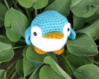 Teal Plush Penguin. Turquoise Toy Penguin. Aqua Amigurumi Penguin. Baby Gift, Toddler Toy. Roly-Poly Plush Penguin. Nursery Decor. Baby Gift