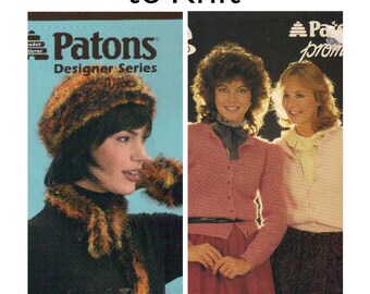 Knitting Pattern Booklets. Patons Fabulous Fur (Designer Series with 8 Accessory Designs) & Patons Promise (7 Sweater/vest Designs)