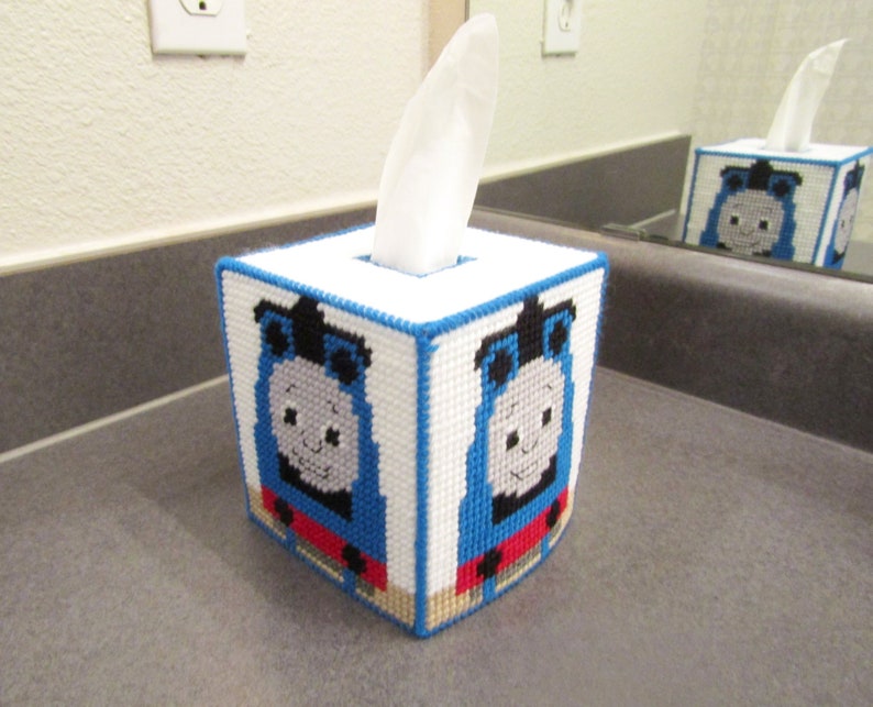 Storybook Train Tissue Box Cover. Child-Favorite Cartoon Train Tissue Topper. Train Engine Tissue Cover. Nursery/Kid's Room Décor image 3