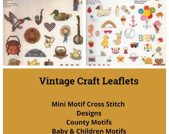 Mini Motif Designs. Cross Stitch PATTERN Leaflet. Country Motifs (21) - Baby & Children's Clothes Motifs (46). Vintage Leaflets
