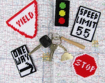 Road Sign Magnets. Five Magnets: Stop Sign, One Way, Traffic Signal, Speed Limit 55, Yield. Refrigerator Magnets, Fridgies, 5 Unique Magnets