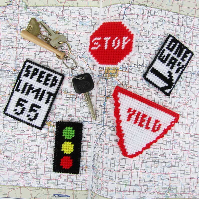 Road Sign Magnets. Five Magnets: Stop Sign, One Way, Traffic Signal, Speed Limit 55, Yield. Refrigerator Magnets, Fridgies, 5 Unique Magnets image 7