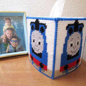 Storybook Train Tissue Box Cover. Child-Favorite Cartoon Train Tissue Topper. Train Engine Tissue Cover. Nursery/Kid's Room Décor image 5