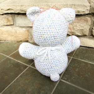 Plush Baby Bear with Bib in Fiesta Pastel. Amigurumi Crochet Stuffed Bear. Baby's First Teddy Bear. Toy Teddy Bear. Nursery Teddy Bear image 4