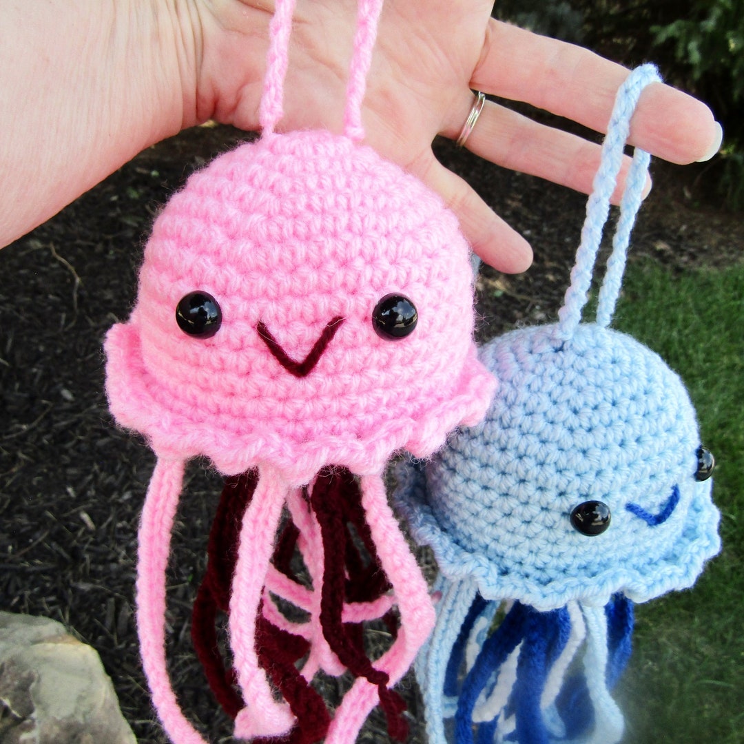 Jolly Jellyfish Cute Crochet For Baby Blue Or Pink Jellyfish Toy Jolly Jellyfish Cute Crochet For Baby Blue Or Pink Jellyfish Toy
