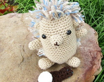 Henrietta Hedgehog with Hairbrush. Plush Toy Animal. Handmade Hedgehog in Crochet. Yarn Quills for Soft Cuddles. Plush Woodland Animal