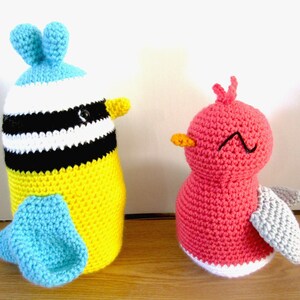 Amigurumi Birds. Plush Toy Birds. Coral Bird. Yellow-Teal-White Bird. Kawaii Crochet Animals. Choose From Two Cute Bird Designs image 10