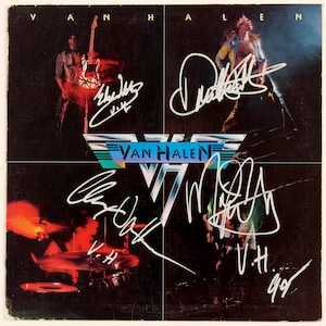 Van Halen Band 12x12 Album print with autograph (actual copy of Eddie Van Halen, David Lee Roth autograph)  Heavy Metal, Rock and Roll