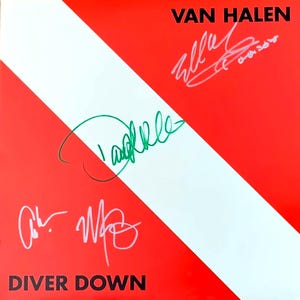 Van Halen Band 12x12 Album print with autograph (actual copy of Eddie Van Halen, David Lee Roth autograph)  Heavy Metal, Rock and Roll