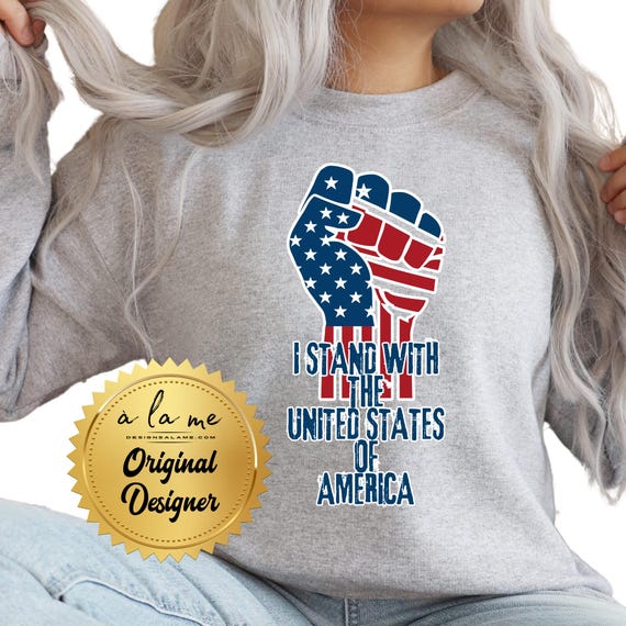 PNG Digital Download - I Stand with the United States of America Fist - for DTF Transfers for Crafts and Shirts