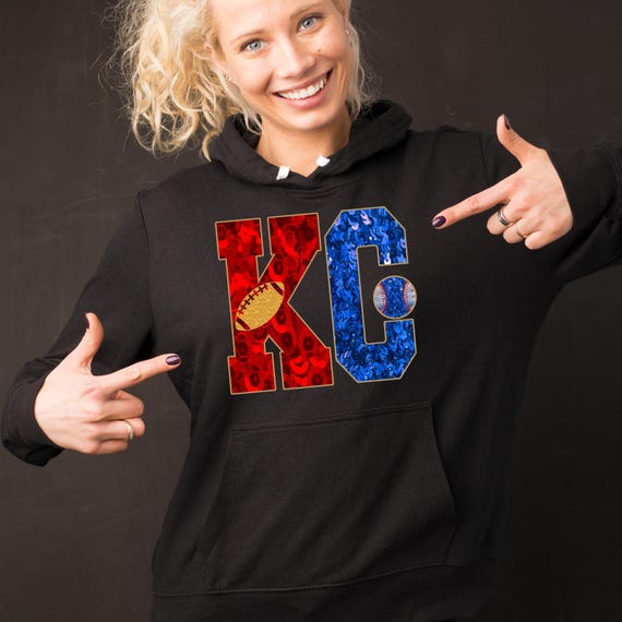 PNG Digital Download - KC Football Baseball Faux Glitter - for DTF Transfers Kansas City