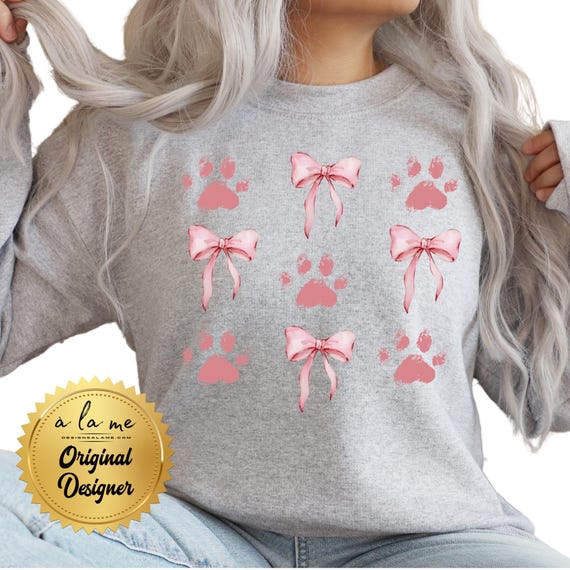 PNG Digital Download for Transfers - Pink Bows & Paws Coquette Design