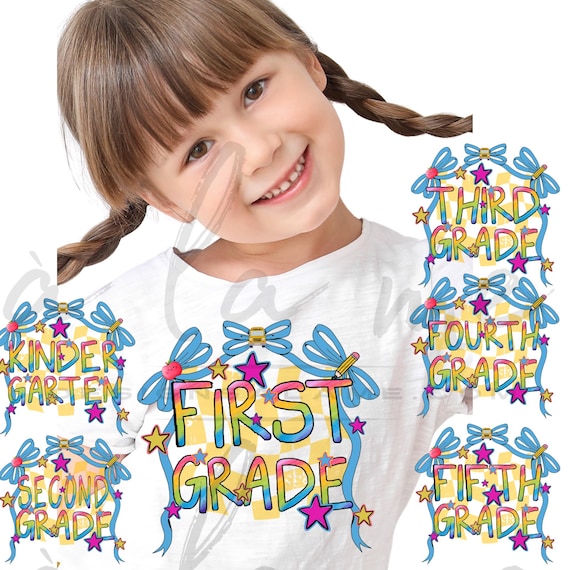 PNG Digital Download - Elementary Ribbons & Bows Designs for Grades Girls - for Transfers