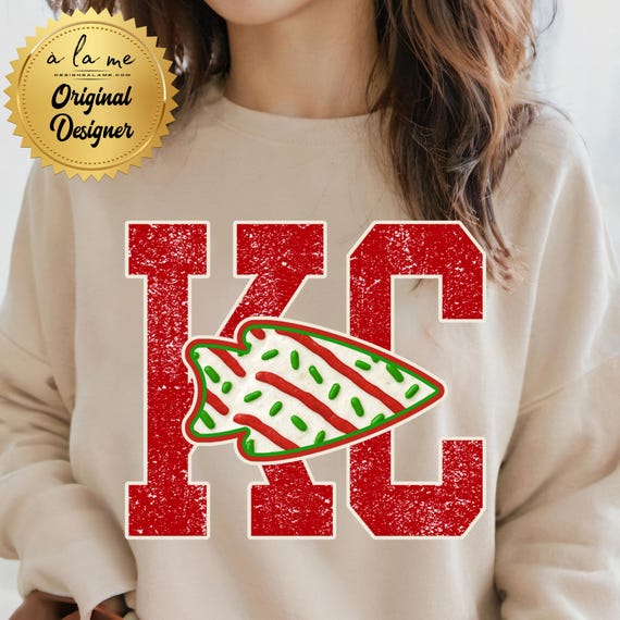 DTF Transfers -Christmas Tree Cake Pattern KC Football Kansas City - Arrowhead