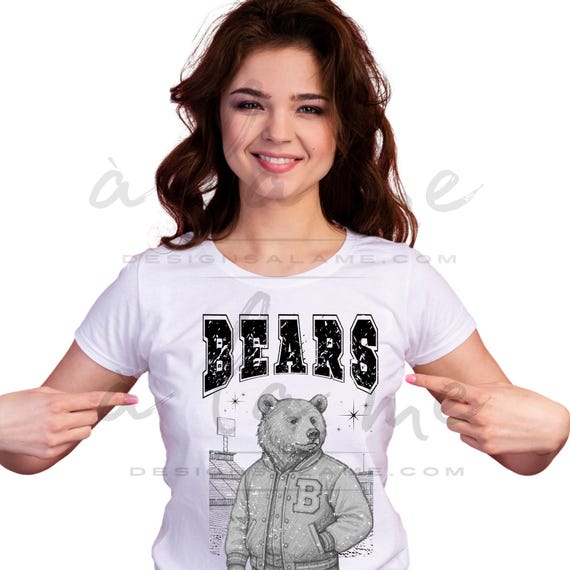 PNG Digital Download - BEARS Sketch Varsity Jacket Stadium- for DTF Transfers