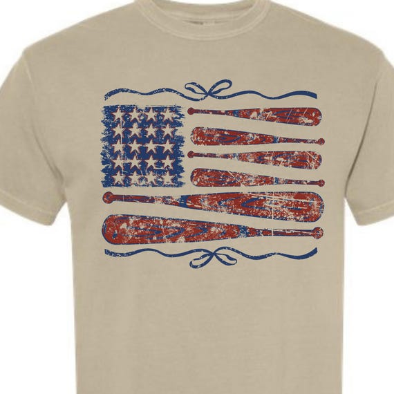 TSHIRT - American Flag Baseball - Distressed Vintage Retro Coquette - 4th of July Independence Day
