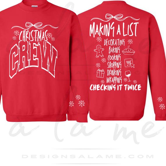 DTF Transfers - Christmas Crew Making a List Holiday Design - Ready to Press