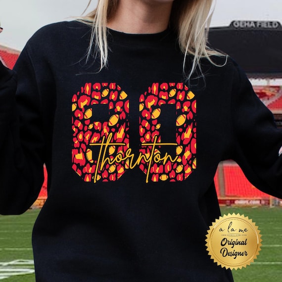 Tshirt Sweatshirt Hoodie KC Football 80 Thornton Leopard Print - Kansas City Design