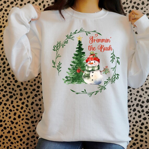 DTF Transfers -Trimmin' the Bush Tree Christmas Snowman Design
