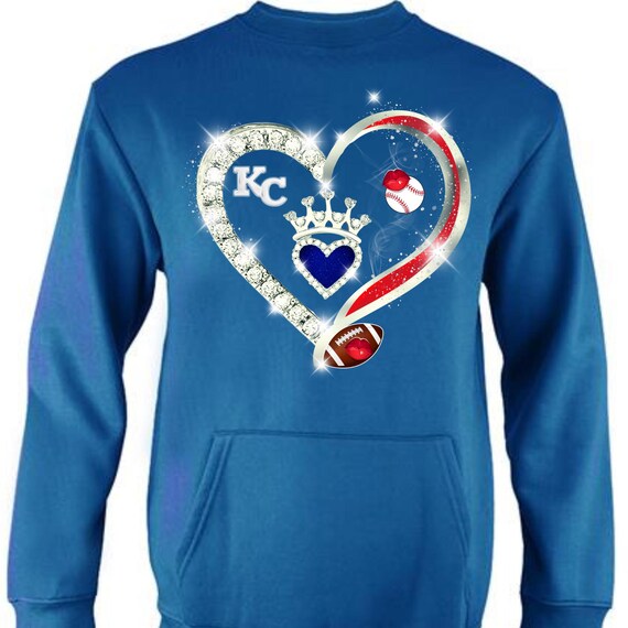PNG Digital Download - KC Football Baseball BLING Love Hearts Faux Diamonds Glitter