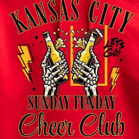 5 KC PNG Download - Kansas City Football Sunday Funday Cheer Club Skeleton Beer - for DTF Transfers