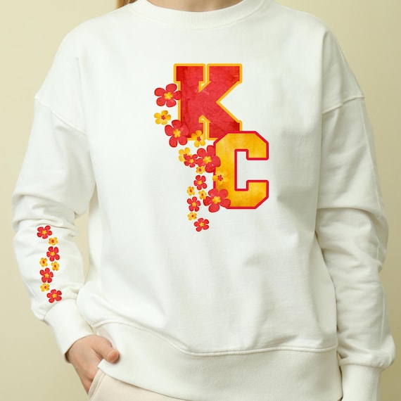 SHIRT Sweatshirt Hoodies KC Football Watercolor Groovy Retro Flowers