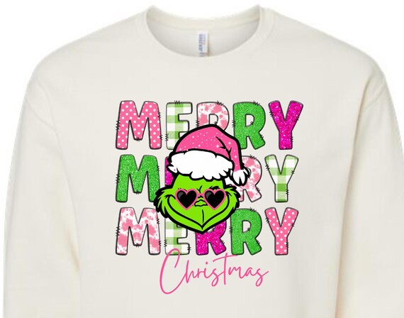 PNG Digital Download-Merry Merry Merry Christmas with faux glitter for DtF Transfers