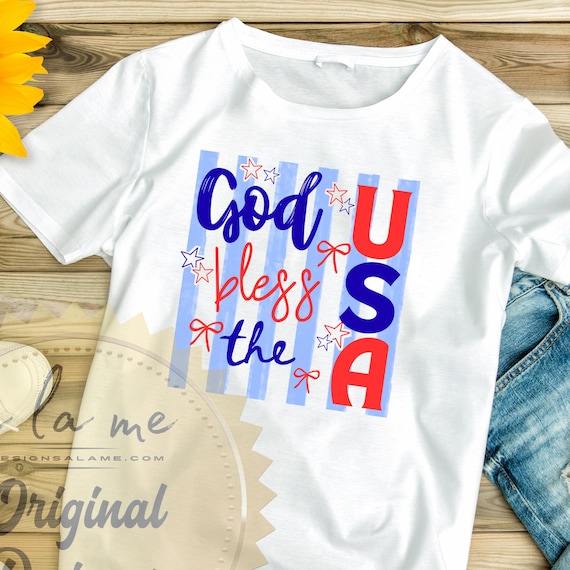 TSHIRT - American Flag God Bless the USA - 4th of July Independence Day
