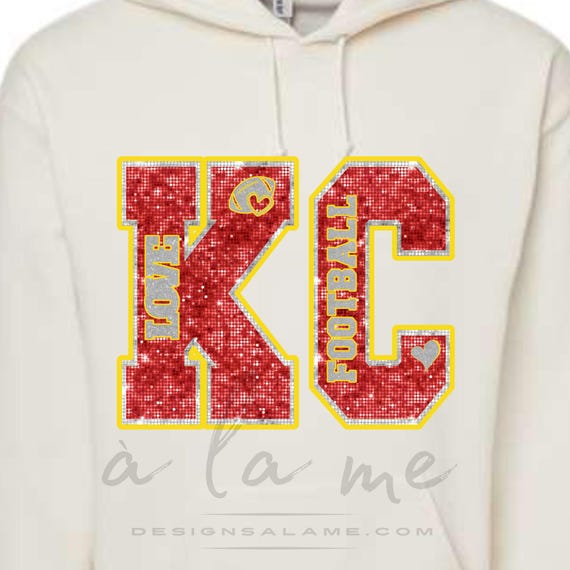 DTF Transfers - KC Football FAUX Disco Mirror Sequin Love  - Ready to Press (RtP)