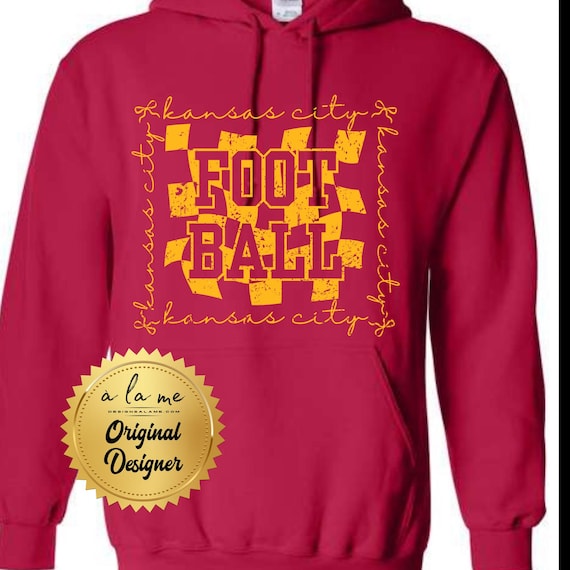 DTF for Shirts & Koozies - Kansas City KC Football Checker Bows Coquette Red or Gold Kingdom