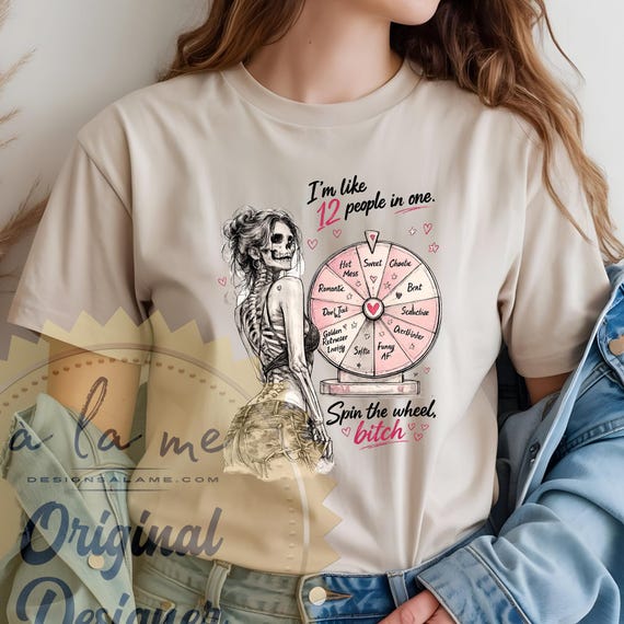 PNG Digital Download - Girl Skeleton 12 people in 1 - Spin the Wheel - Funny - Snarky - Moody - Feeling