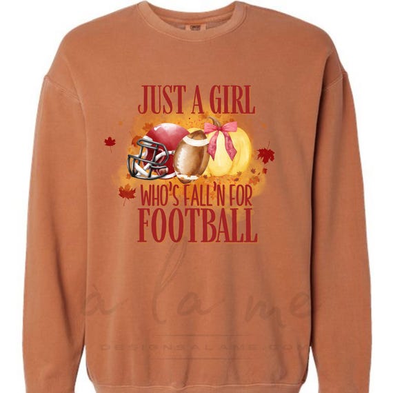 PNG Digital Download -Just a Girl Who's Fall'n for Football - for Sublimation or DTF Transfers