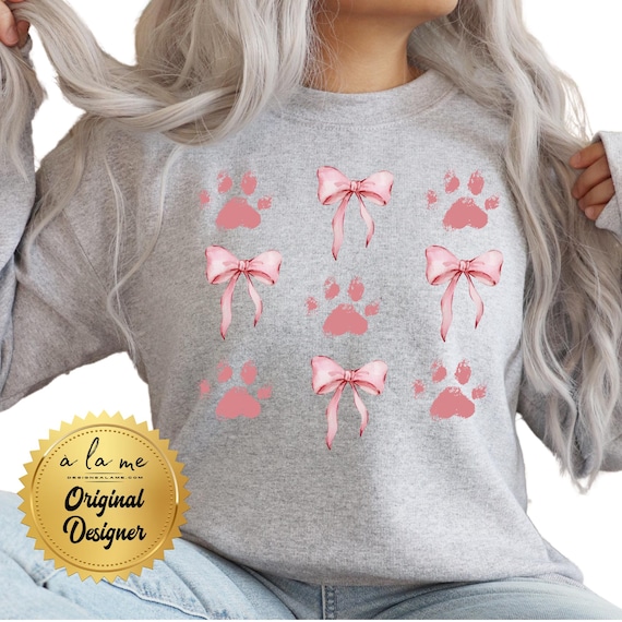 PAWS & BOWS Coquette Pink Design on your choice of Tshirt, Hoodie or Sweatshirt