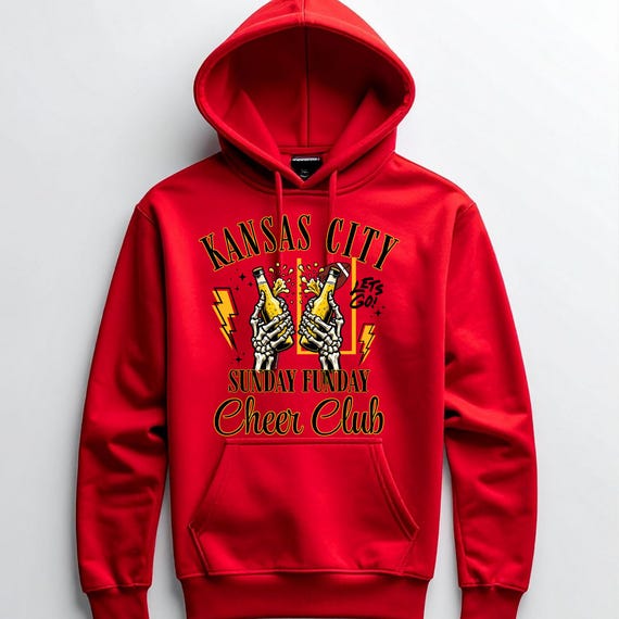 5 KC SHIRT Hoodie Sweatshirt Long Sleeve - Kansas City Football Sunday Funday Cheer Club