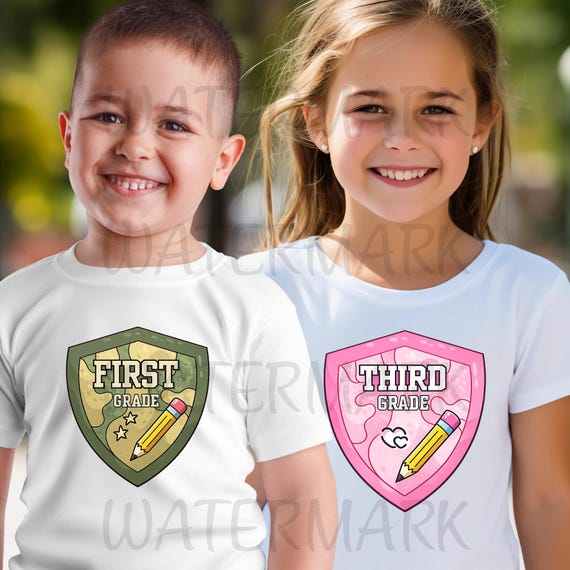 DTF Transfers - Camo Back to School Girl Boy Designs for Grades - RTP Ready to Press