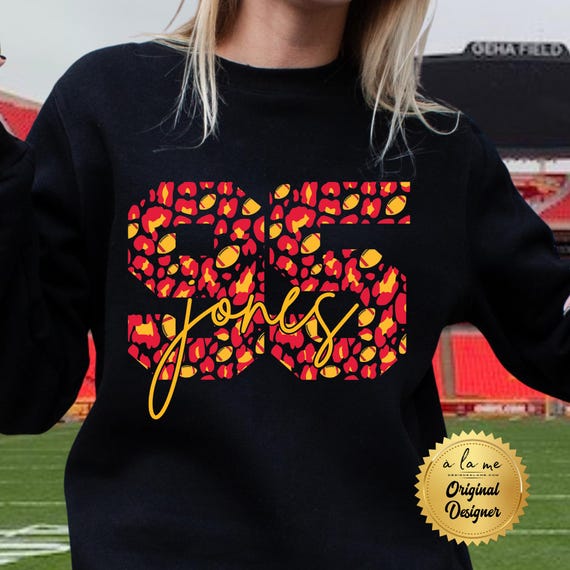 Tshirt Sweatshirt Hoodie KC Football 95 Jones Leopard Print - Kansas City Design