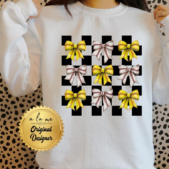 APPAREL  Baseball Softball Mom of Both Bows Coquette - Tshirts, Long Sleeve, Sweatshirt, Crewneck Hoodie