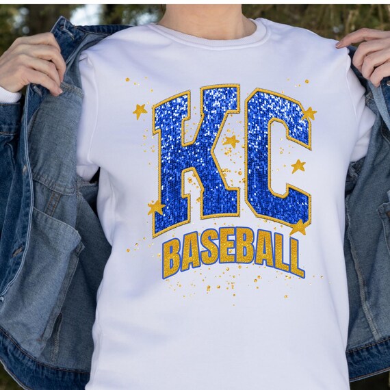 PNG Digital Download - KC Baseball Faux Glitter Stars - for DTF Transfers for Crafts and Shirts