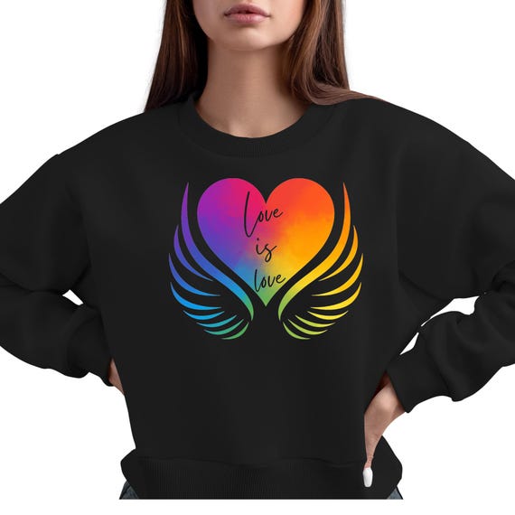 PNG Digital Download- LOVE is Love Rainbow Heart with wings - for DtF Transfers